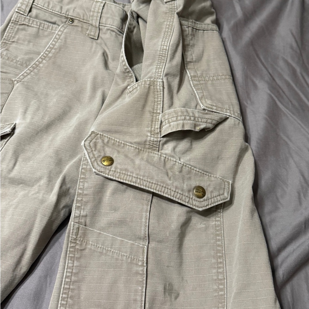 Carhartt Men's Beige Military Drab Cargo Ripstop Shorts Sz 32 Relaxed Fit - Picture 7 of 15